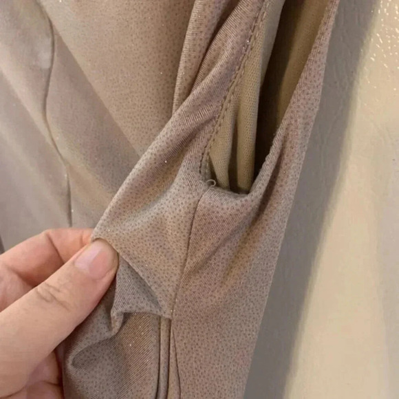 Eliza J Twist Front Boat Neck Jumpsuit Taupe Glittery 4 - Picture 6 of 16